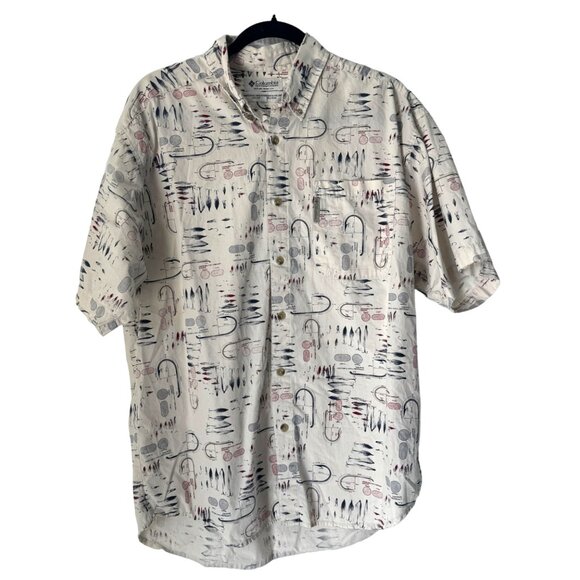 Columbia Other - Columbia 100% Cotton Men's Button-Up SS Shirt Fly Fish Tackle Print, Size L